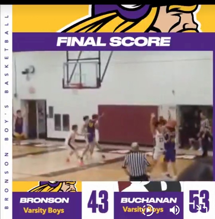 Bronson falls on the road to Buchanan 53-43